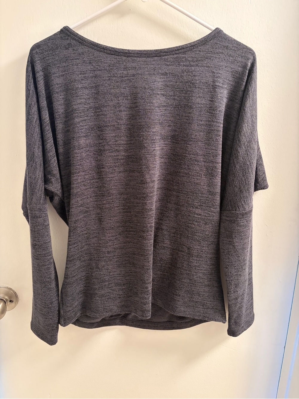 White House Black Market Gray Melange Open Back Long Sleeve Top Size M